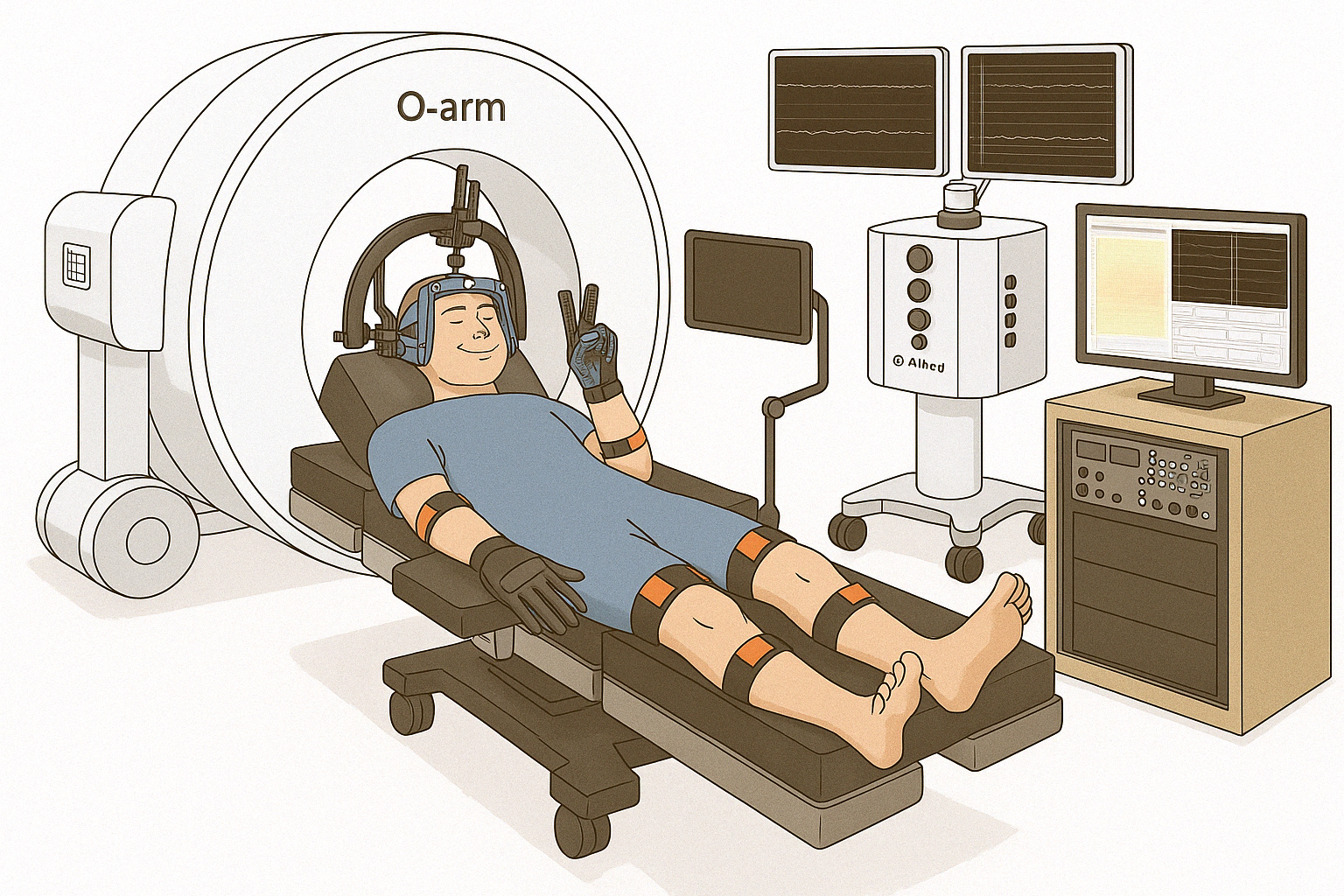 Intraoperative recording during awake brain surgery — high-density cortical electrode array with motion-capture gloves